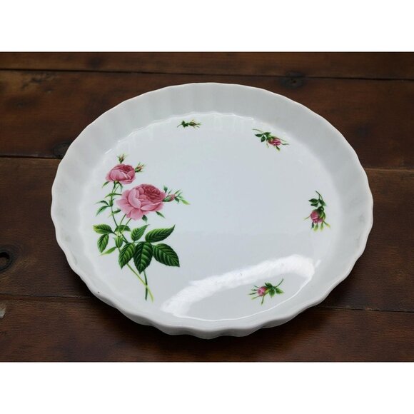 vintage christineholm porcelain floral deep pie/quiche dish - Picture 3 of 7